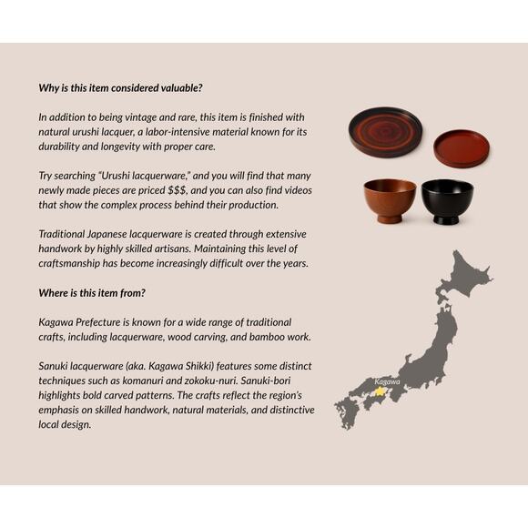 Vintage Black Japanese Urushi Lacquerware Set, 1 Large + 5 Small Plates - Picture 4 of 16